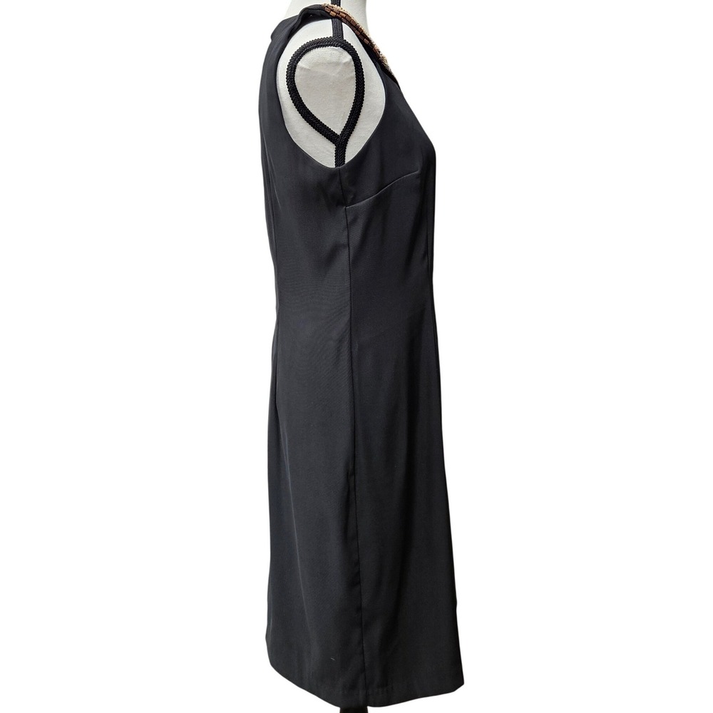 AB Studio Sheath Dress Women 10 Black Beaded Neckline Sleeveless Halter Boho - Picture 4 of 11